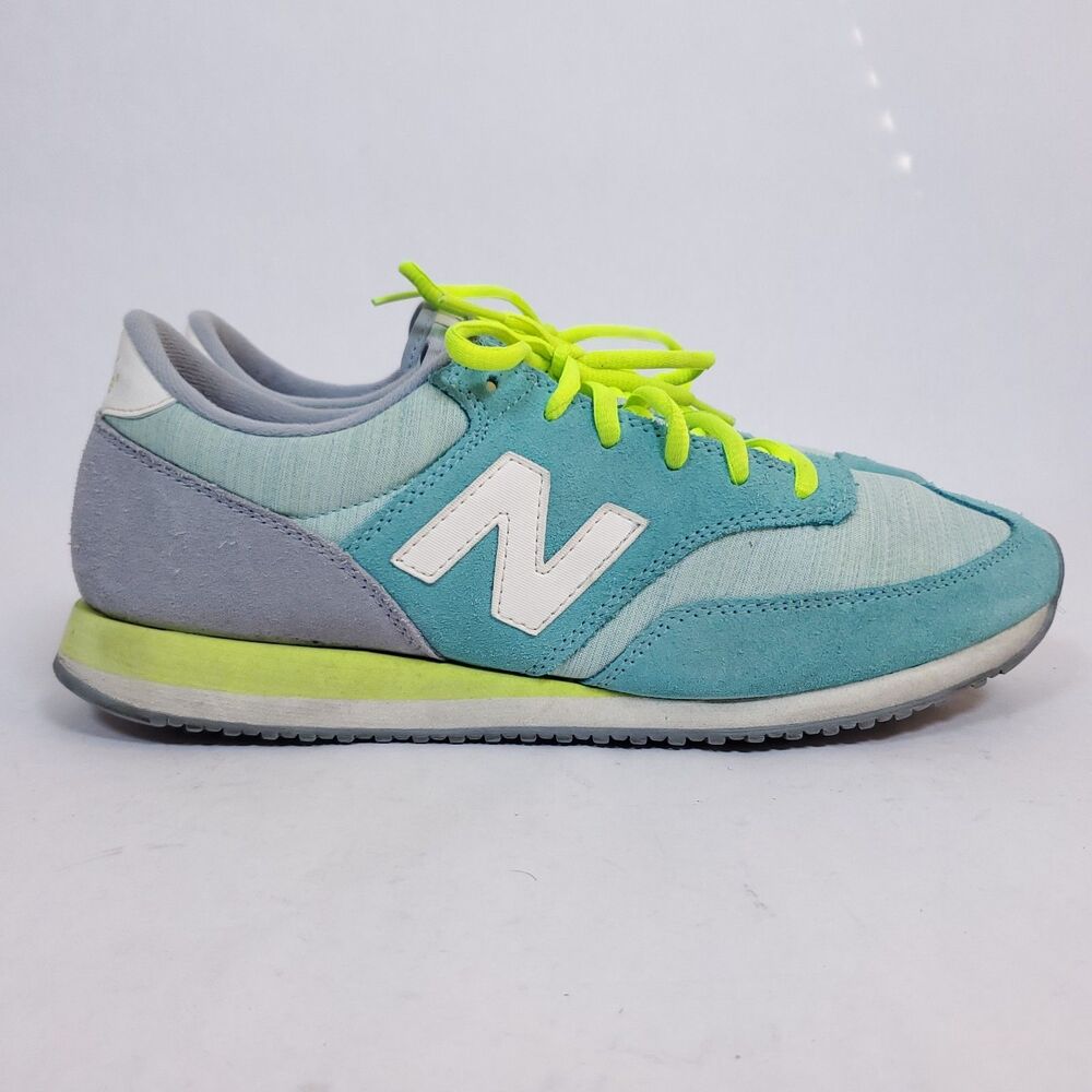 New Balance 620 Women’s 10 Blue Gray Neon Yellow Retro Running Shoes